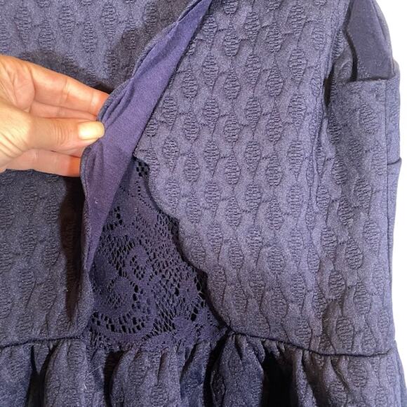 Maeve Anthro Navy Blue Textured Knit Scalloped Caye Shift Dress Women Sz XS - Picture 9 of 9